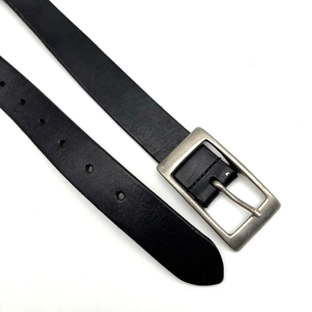 Vintage 90s J. Crew Black Genuine Leather Unisex Belt 26-32